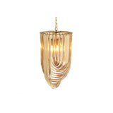 Art Deco Champagne Acrylic Chandelier with Antique Brass Finish, Ø 35 cm