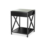 Beverly Hills Chic: Bronze Finish Bedside Table with Oak Veneer