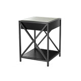 Beverly Hills Chic: Bronze Finish Bedside Table with Oak Veneer