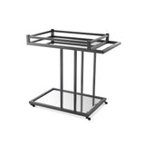 Glamorous Beverly Hills Bar Cart with Bronze Finish and Beveled Mirror Glass