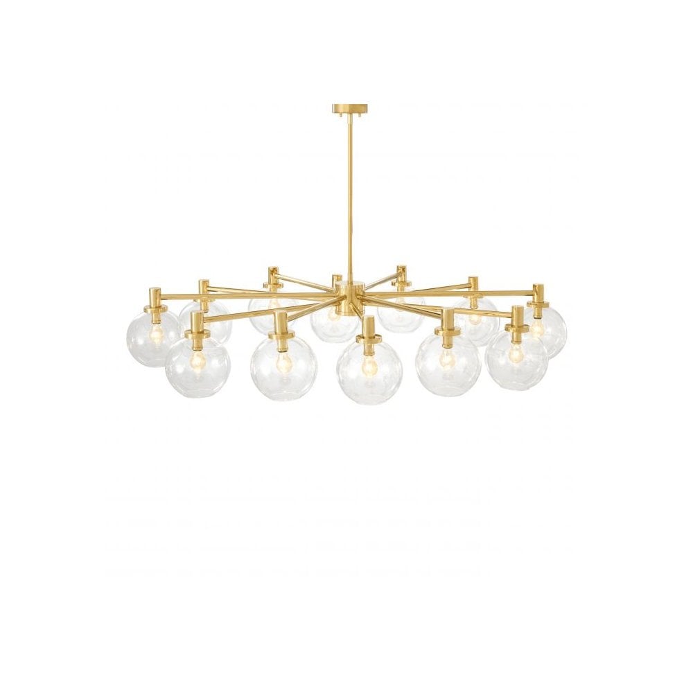 Elegant Gold Selva Chandelier with Artisanal Clear Glass Shades
