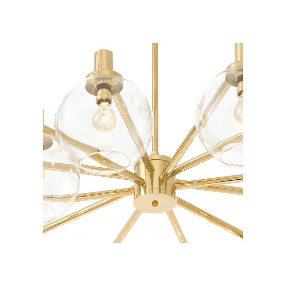 Elegant Gold Selva Chandelier with Artisanal Clear Glass Shades