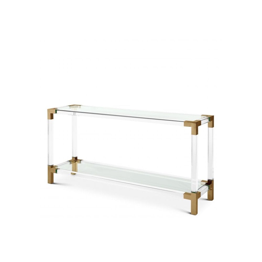 Royalton Acrylic and Brass Console Table – Modern Bauhaus Elegance