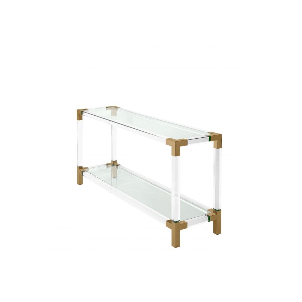 Royalton Acrylic and Brass Console Table – Modern Bauhaus Elegance