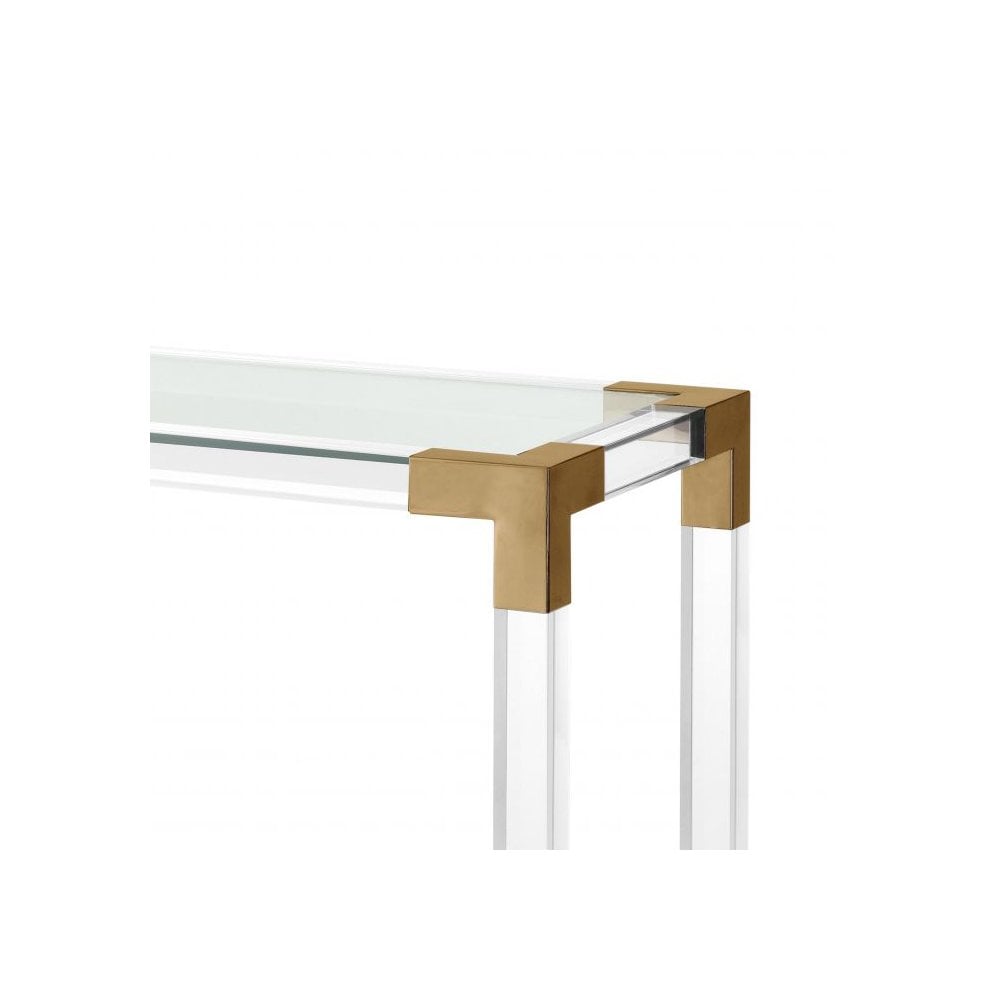 Royalton Acrylic and Brass Console Table – Modern Bauhaus Elegance