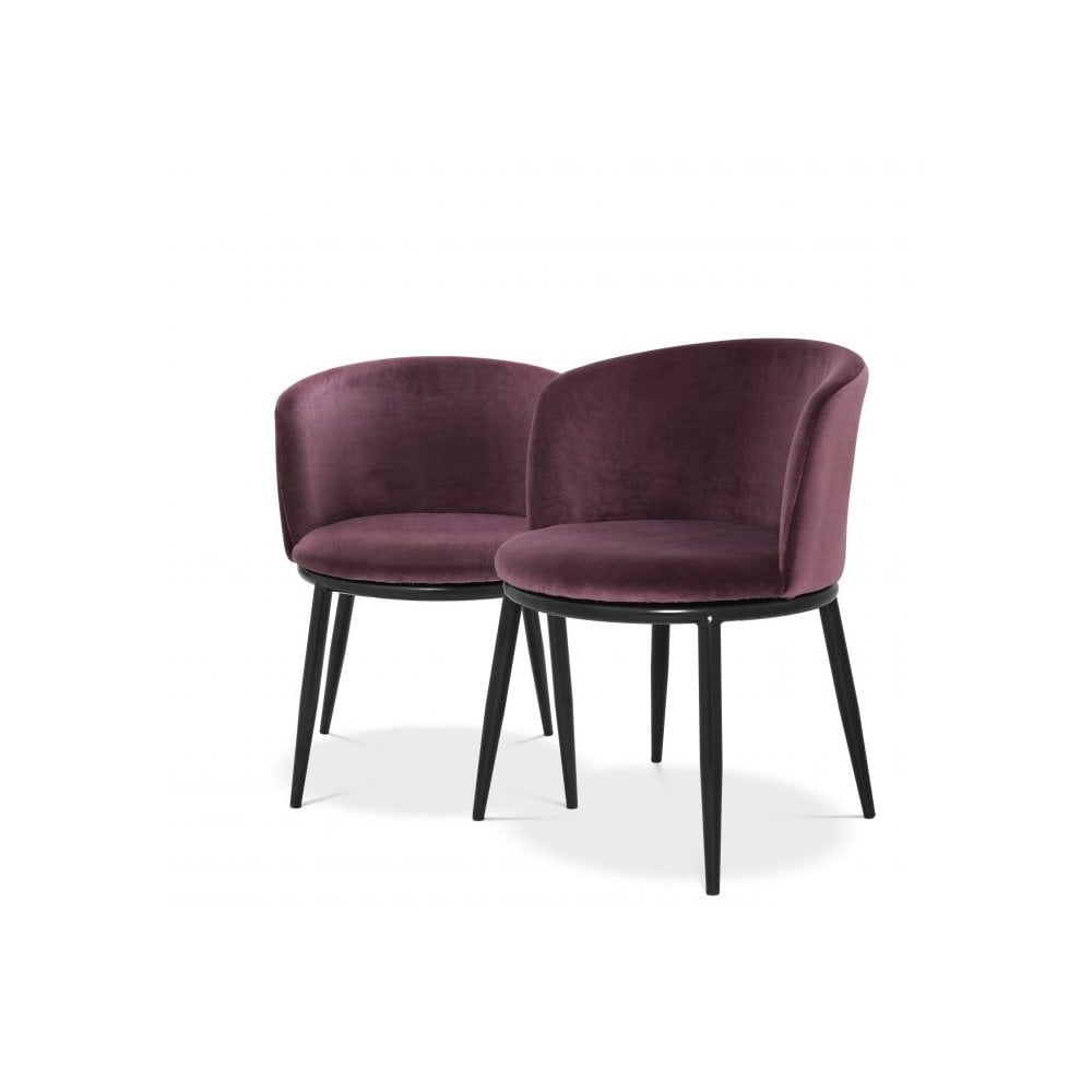 Set of 2 Filmore Dining Chairs in Cameron Purple with Black Tapered Legs
