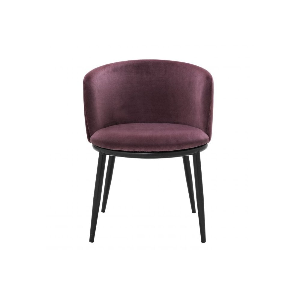 Set of 2 Filmore Dining Chairs in Cameron Purple with Black Tapered Legs