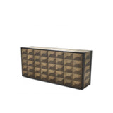 Gregorio Dresser: Oak Veneer with Geometric Marquetry and Bronze Accents