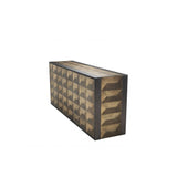 Gregorio Dresser: Oak Veneer with Geometric Marquetry and Bronze Accents