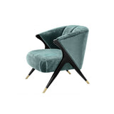 Pavone Mid-Century Accent Chair in Aegean Green with Black & Brass Details