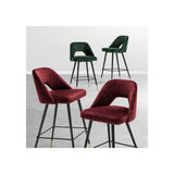 Avorio Bar Stool in Roche Green Velvet with Black and Brass Accents