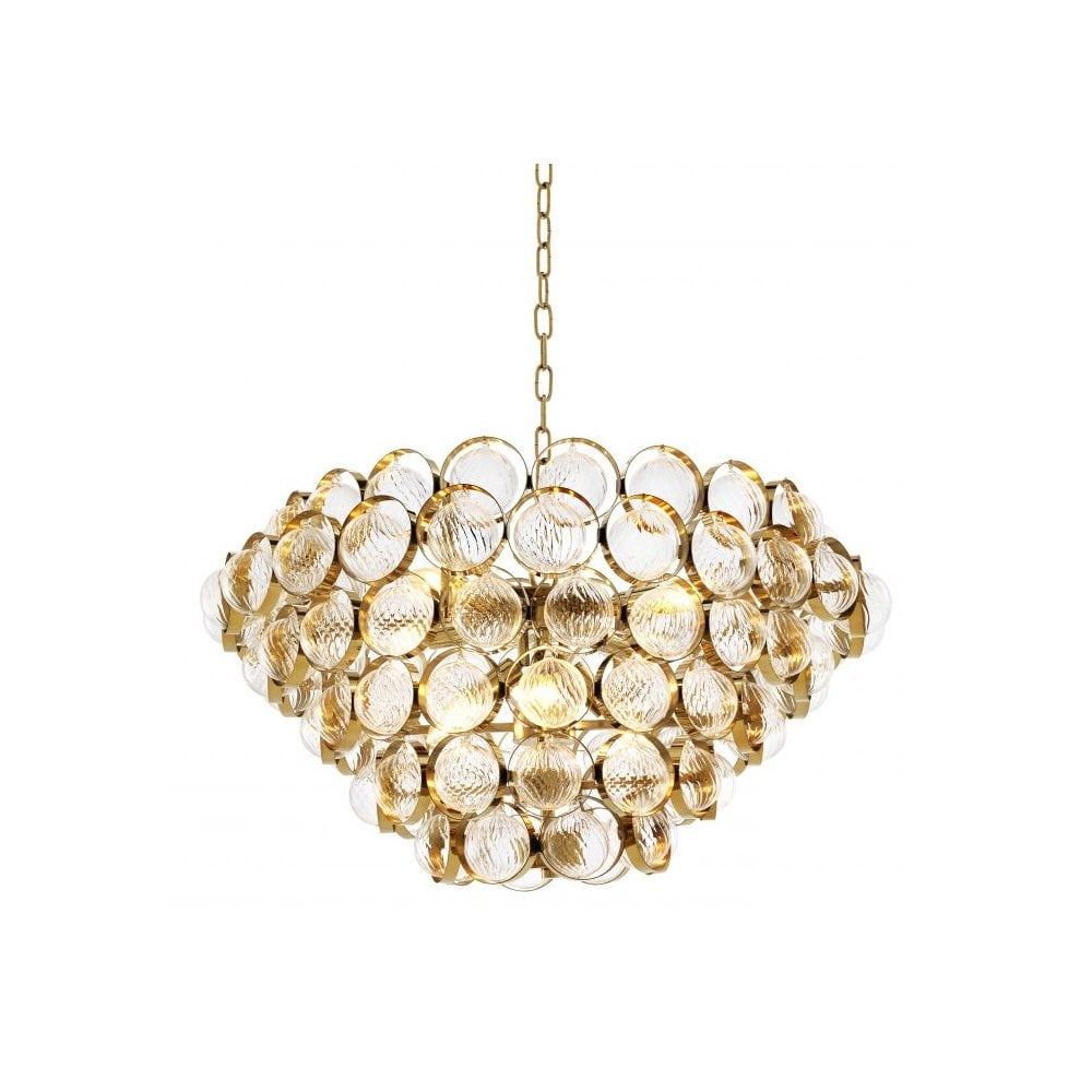 Opera Gold and Clear Glass Chandelier, Modern Elegance