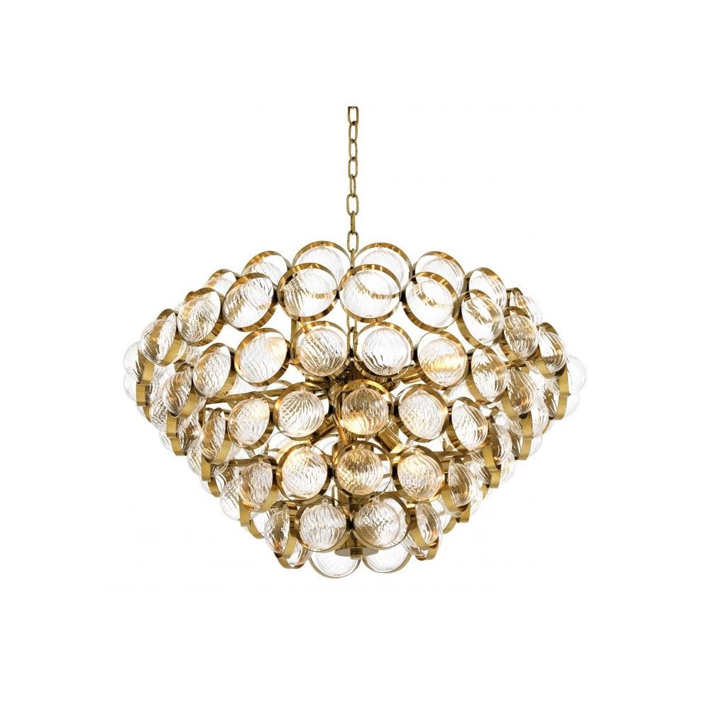 Opera Gold and Clear Glass Chandelier, Modern Elegance