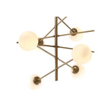 Vintage Mid-Century Modern Tortora Chandelier, Antique Brass with White Globes