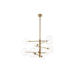 Argento S Chandelier: Mid-Century Elegance with Antique Brass and Clear Glass Design