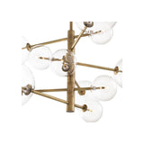 Argento S Chandelier: Mid-Century Elegance with Antique Brass and Clear Glass Design