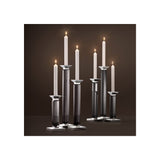 Elegant Trio of Livia Candle Holders in Smoke Crystal Glass and Nickel Finish