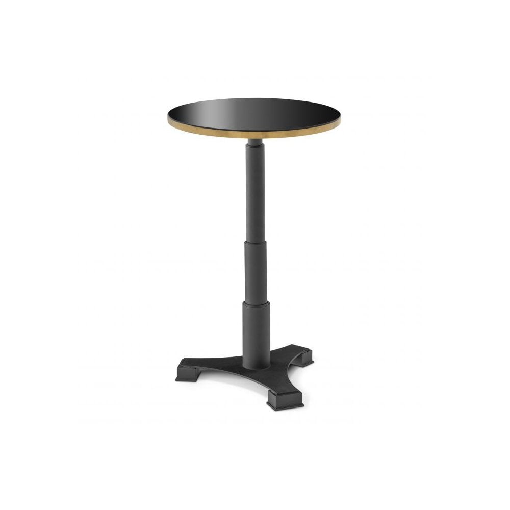 Avoria Bar Table with Shiny Black Top and Brushed Brass Rim
