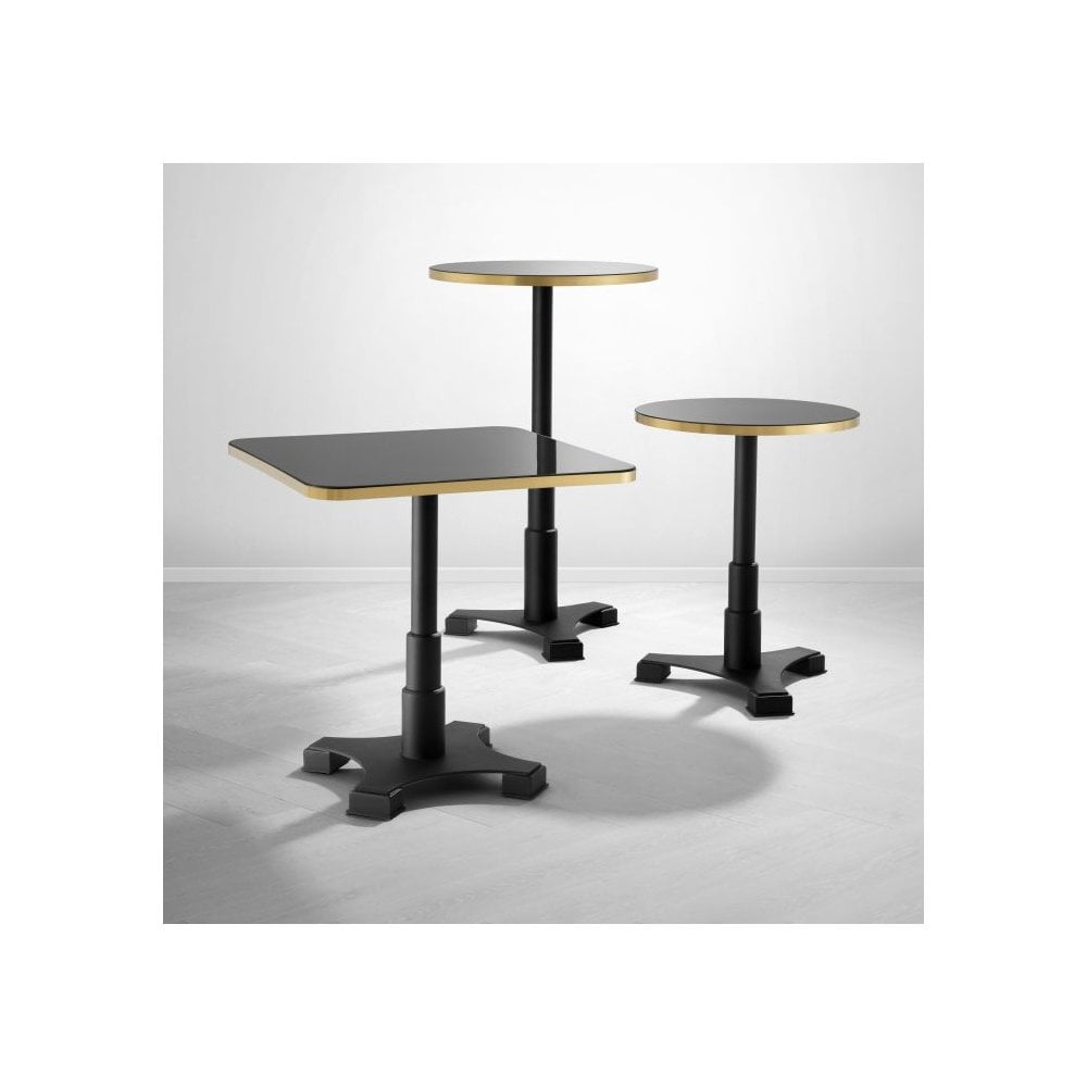 Avoria Bar Table with Shiny Black Top and Brushed Brass Rim