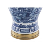 Oriental Blue Ceramic Table Lamp with Antique Brass Accents