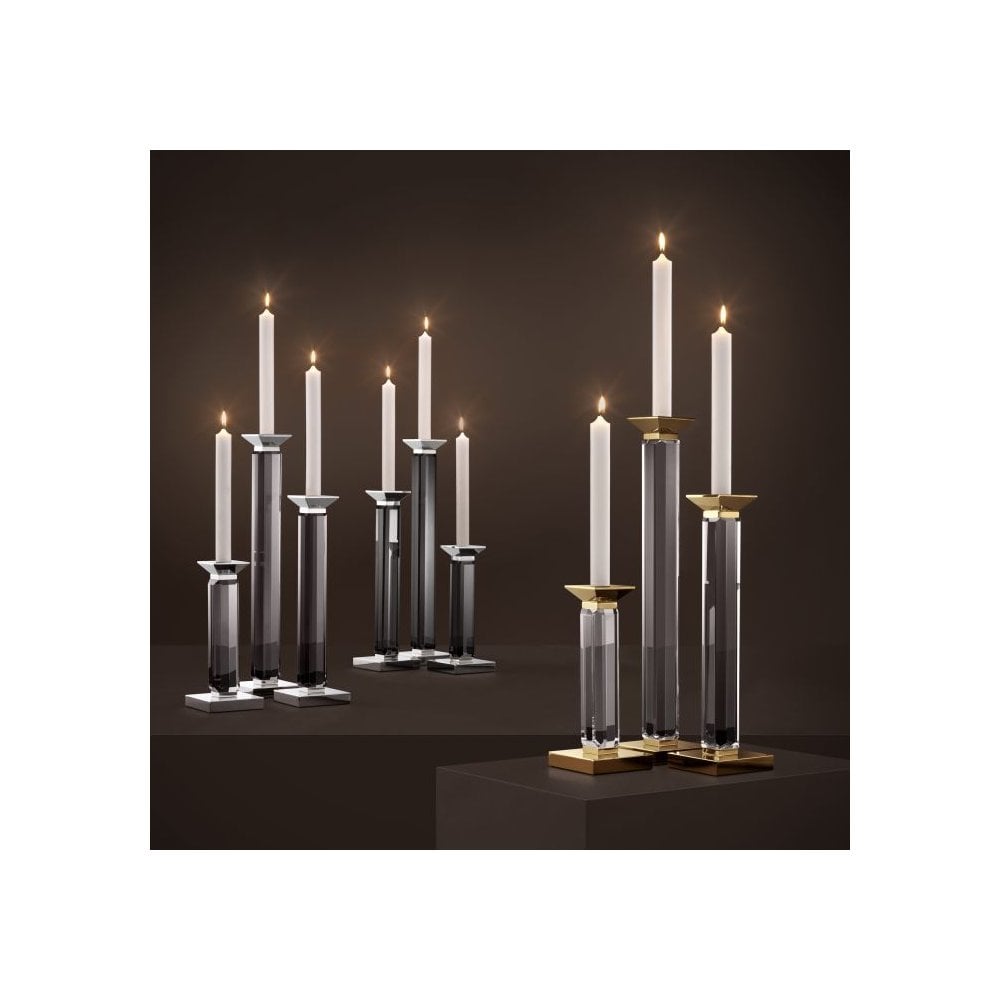 Elegant Livia Crystal and Gold Candle Holders Trio Set