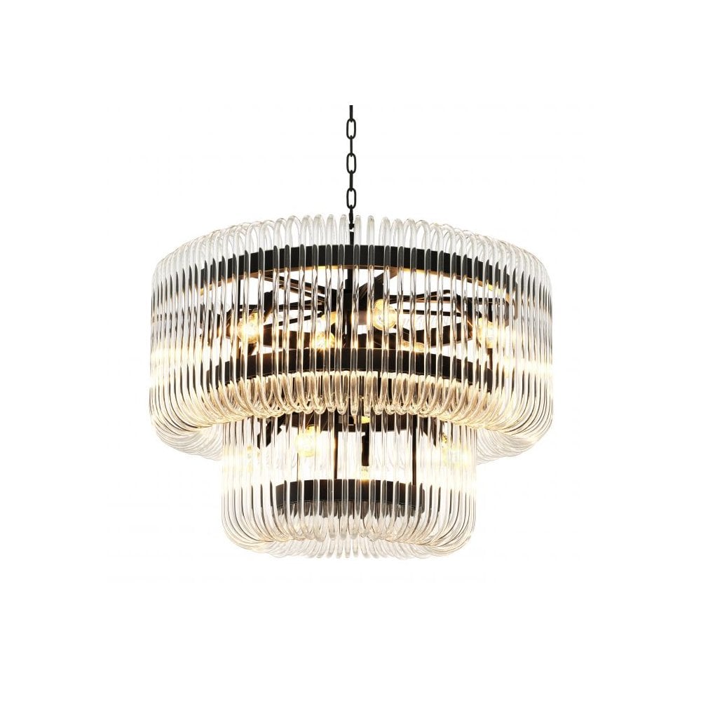 Sutton House Bronze Elegance Chandelier with Clear Glass Rods