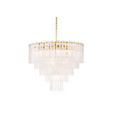 Riveria Art Deco Gold Chandelier with Frosted Glass
