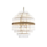 Vintage Art Deco East Chandelier, Antique Brass & Clear Glass