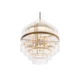 Vintage Art Deco East Chandelier, Antique Brass & Clear Glass