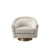 Elegant Catene Swivel Chair in Clarck Sand with Matte Gold Base