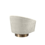 Elegant Catene Swivel Chair in Clarck Sand with Matte Gold Base