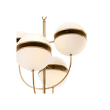 Spiridon Chandelier with Antique Brass Finish and Dual White Glass Spheres