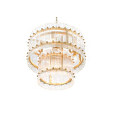 Ruby S Chandelier, Antique Brass with Ribbed Clear Glass Design