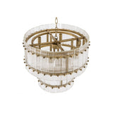 Ruby S Chandelier, Antique Brass with Ribbed Clear Glass Design