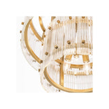 Ruby S Chandelier, Antique Brass with Ribbed Clear Glass Design