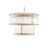 Radiant Ruby L Chandelier, Antique Brass with Ribbed Clear Glass