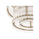 Radiant Ruby L Chandelier, Antique Brass with Ribbed Clear Glass