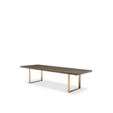 Melchior Retro Dining Table 300 cm in Brown Oak and Brushed Brass Finish