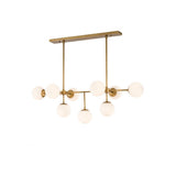 Antique Brass & White Glass Globe Chandelier - Lux Collection