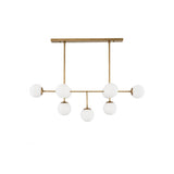 Antique Brass & White Glass Globe Chandelier - Lux Collection