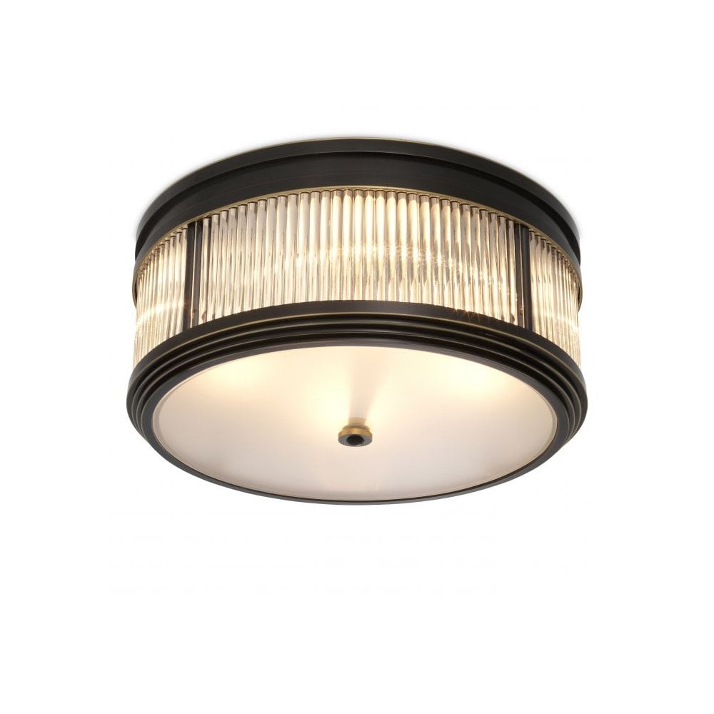 Rousseau Ceiling Light with Clear and Frosted Glass, Bronze Finish