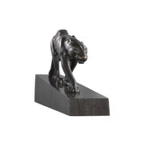 Bronze Patina Panther Sculpture on Black Marble Base