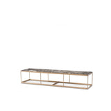 La Quinta Coffee Table: Brushed Brass Elegance with Grey Marble Top