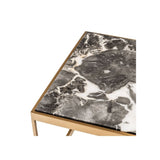 La Quinta Coffee Table: Brushed Brass Elegance with Grey Marble Top