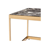 La Quinta Coffee Table: Brushed Brass Elegance with Grey Marble Top