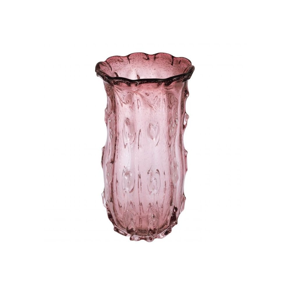 Elegant Baymont L Vase, Handcrafted Pale Pink Glass Masterpiece