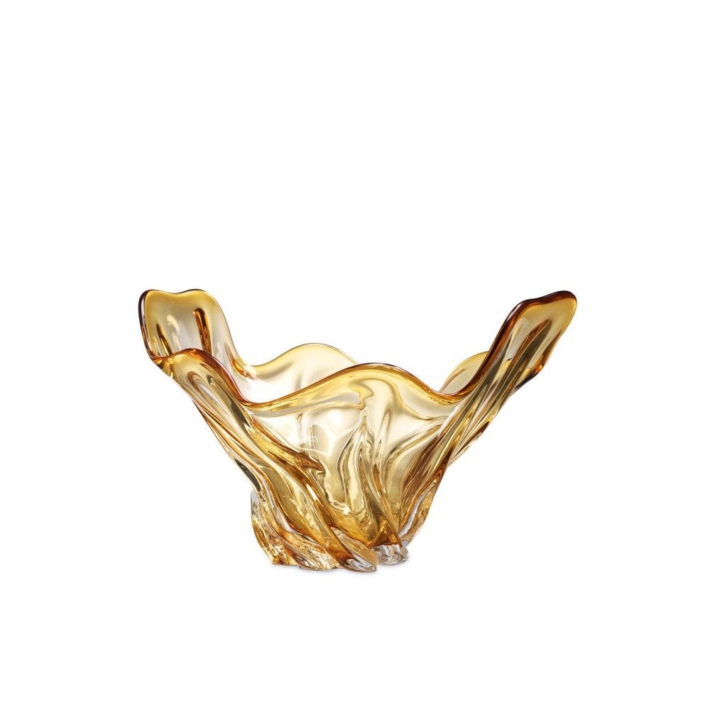 Radiant Sunburst Hand Blown Glass Bowl in Yellow