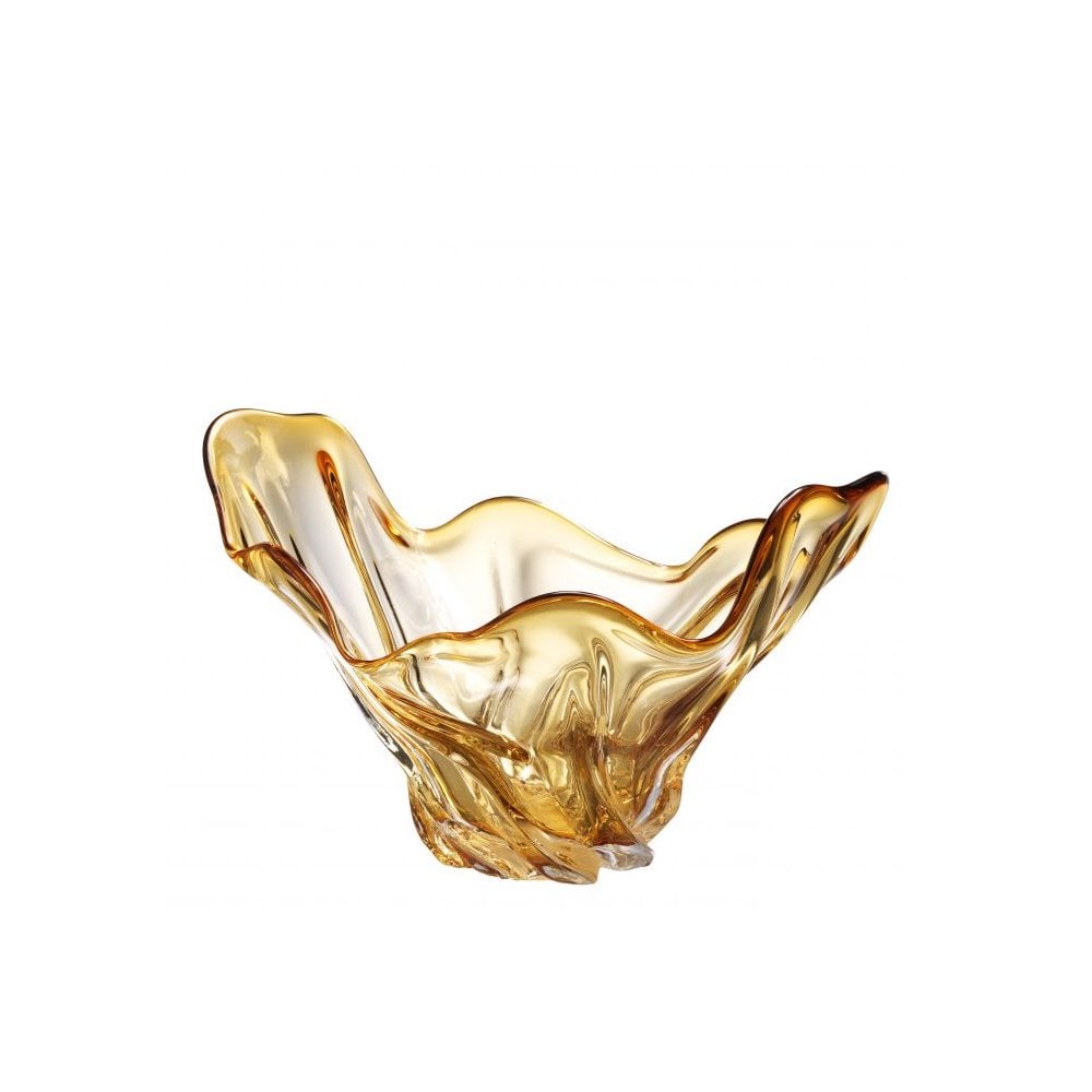 Radiant Sunburst Hand Blown Glass Bowl in Yellow