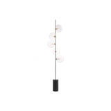 Tempo Floor Lamp with Nickel Finish, Clear Glass, and Black Marble Base