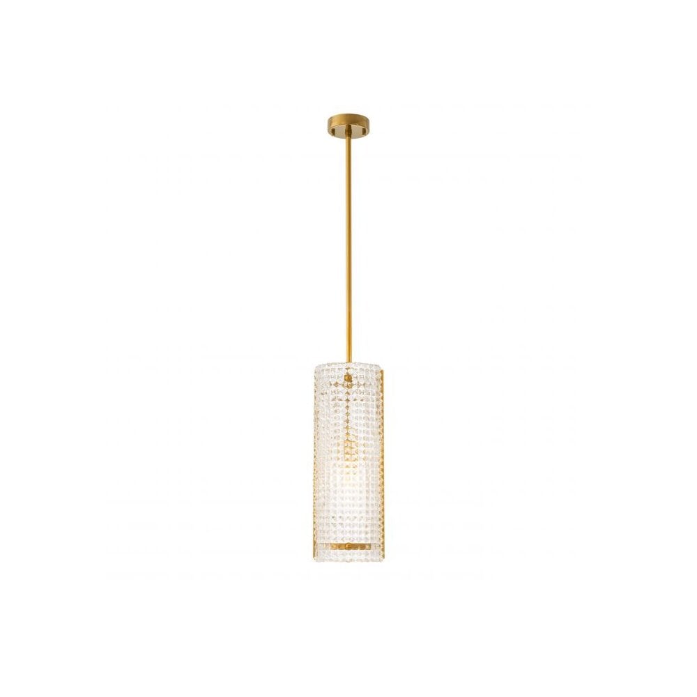 Reflecto Gold Chandelier with Hand Blown Clear Glass Shade